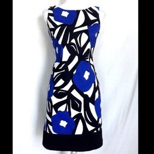 Blue, Black, and White Sleeveless Dress by AB Studio